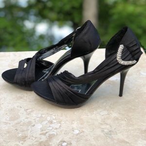 Club Couture Black Satin Heels - Size 8